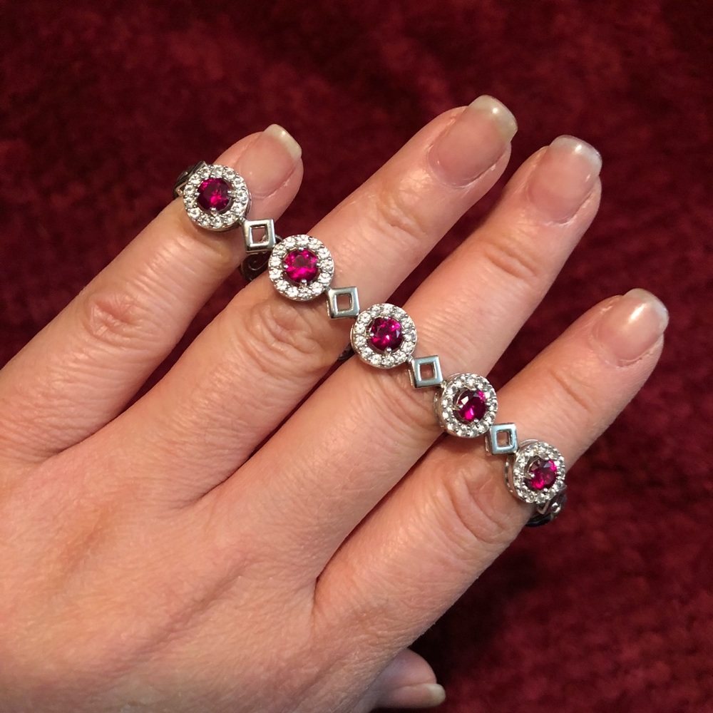 Ruby and white topaz bracelet